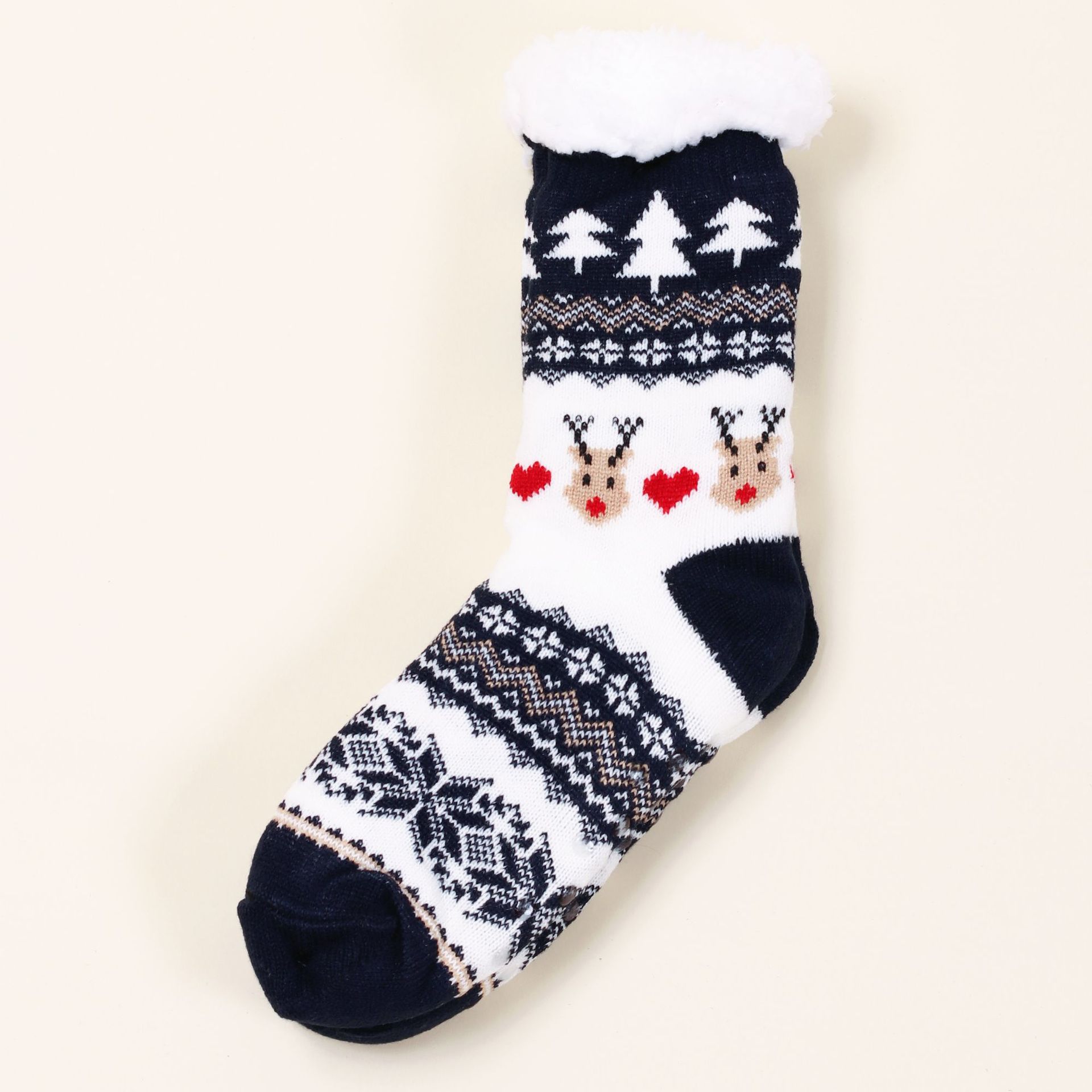 Fuzzy Slipper Socks Winter Nordic Style Knit Short Sock Sleeping Floor Sock